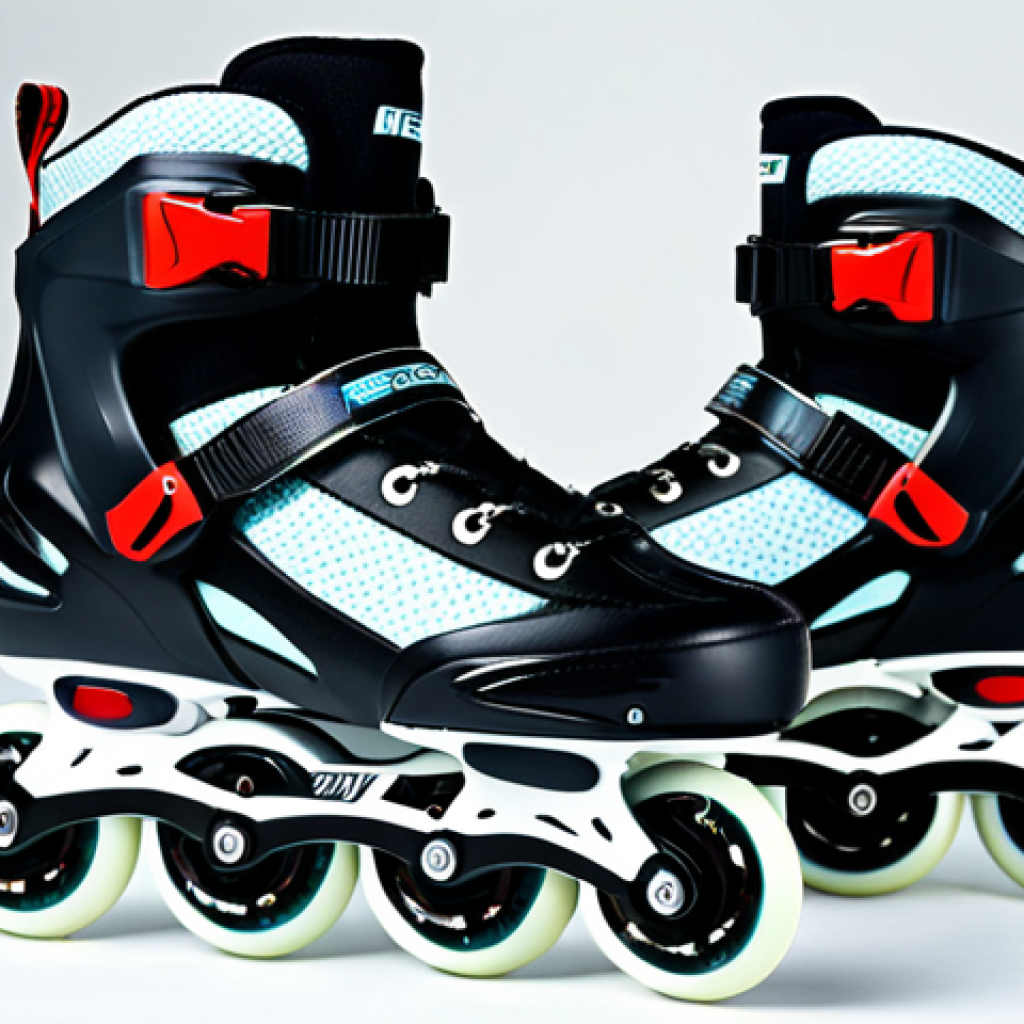 **Image:** Skates with strategically placed ventilation holes, made by brands like Rollerblade or Powerslide, with visible mesh and openings. Focus on the air circulation and the feeling of freshness.