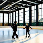 Portuguese Figure Skating School**

"A bright and airy ice rink in Lisbon, Portugal. Young, fully clothed figure skaters in modest training attire are practicing under the guidance of a professional coach. Focus on the movement and energy. Sunlight streaming through large windows. Safe for work, appropriate content, professional photography, perfect anatomy, natural proportions, family-friendly."

**
