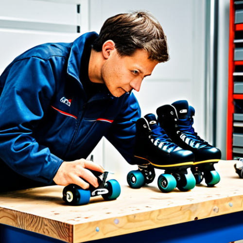 Home 22 Maintenance Check**
"A person carefully inspecting roller skates, focusing on the wheels and bearings, with tools laid out on a clean workbench, fully clothed, appropriate attire, safe for work, perfect anatomy, natural proportions, professional product photography, high quality. Background: A brightly lit garage or workshop setting. Emphasize the detail and craftsmanship. professional, modest, family-friendly"
**