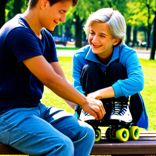 Home 8 스케이트 부상 방지 팁 - Learning to Fall Safely**
"A young adult wearing full protective gear (helmet, knee pads, elbow pad...