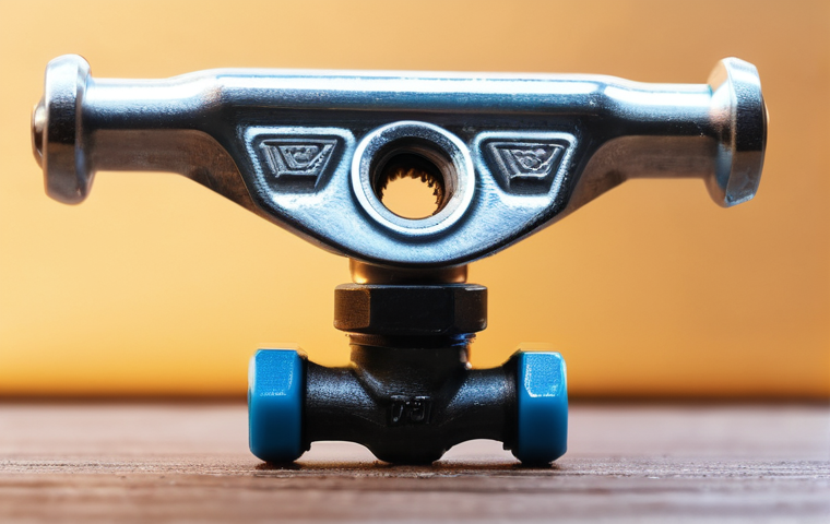 스케이트 하드웨어 관리법 - **Prompt 1: The Precision of Skateboard Trucks**
    "A highly detailed, close-up studio shot of a s...