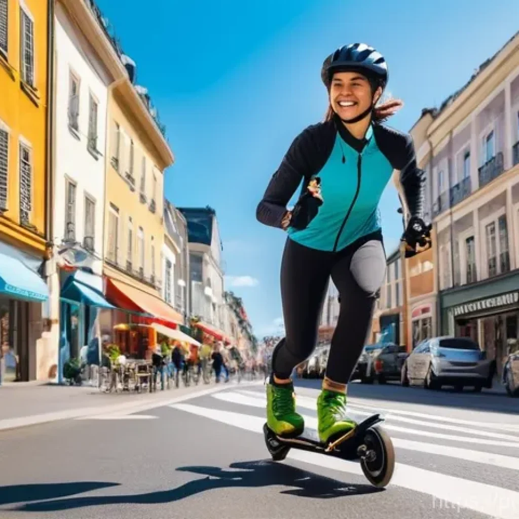 스케이트의 이점과 단점 - **Urban Freedom and Discovery:**
    A young adult, with a radiant smile, glides effortlessly on rol...