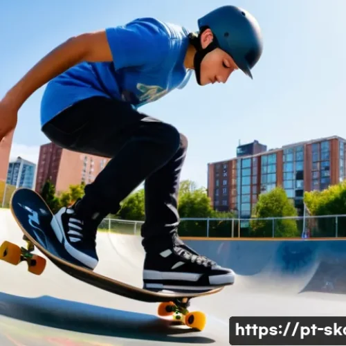 Home 32 스케이트 관련 유튜브 채널 - A young adult skateboarder wearing full protective gear including a helmet, knee pads, elbow pads, a...